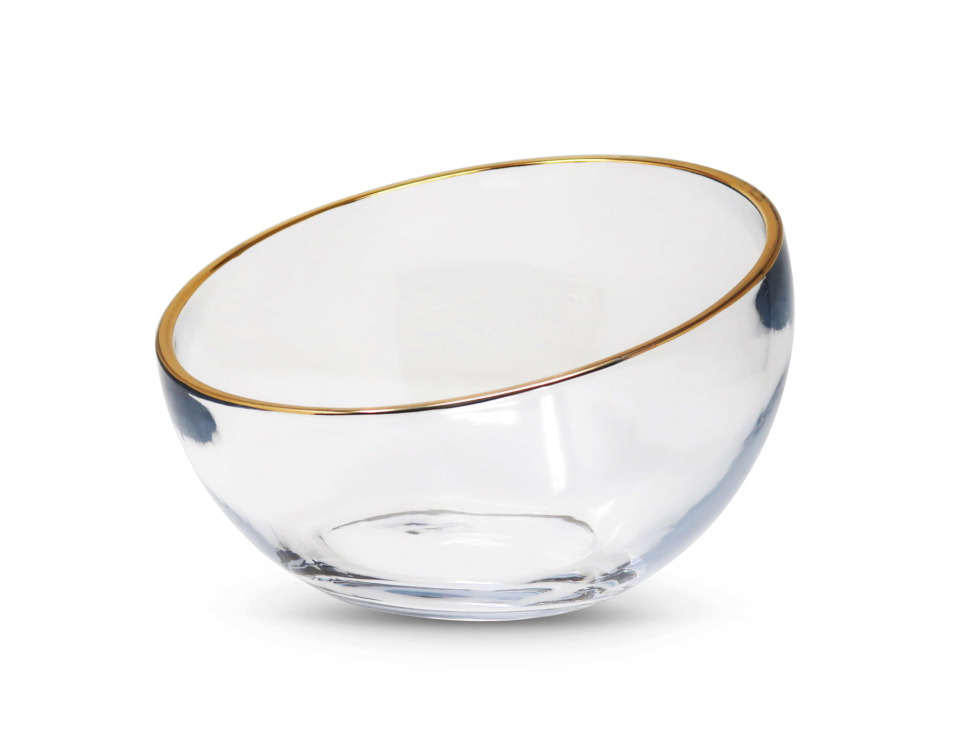 Glass Salad Bowl with Gold Rim