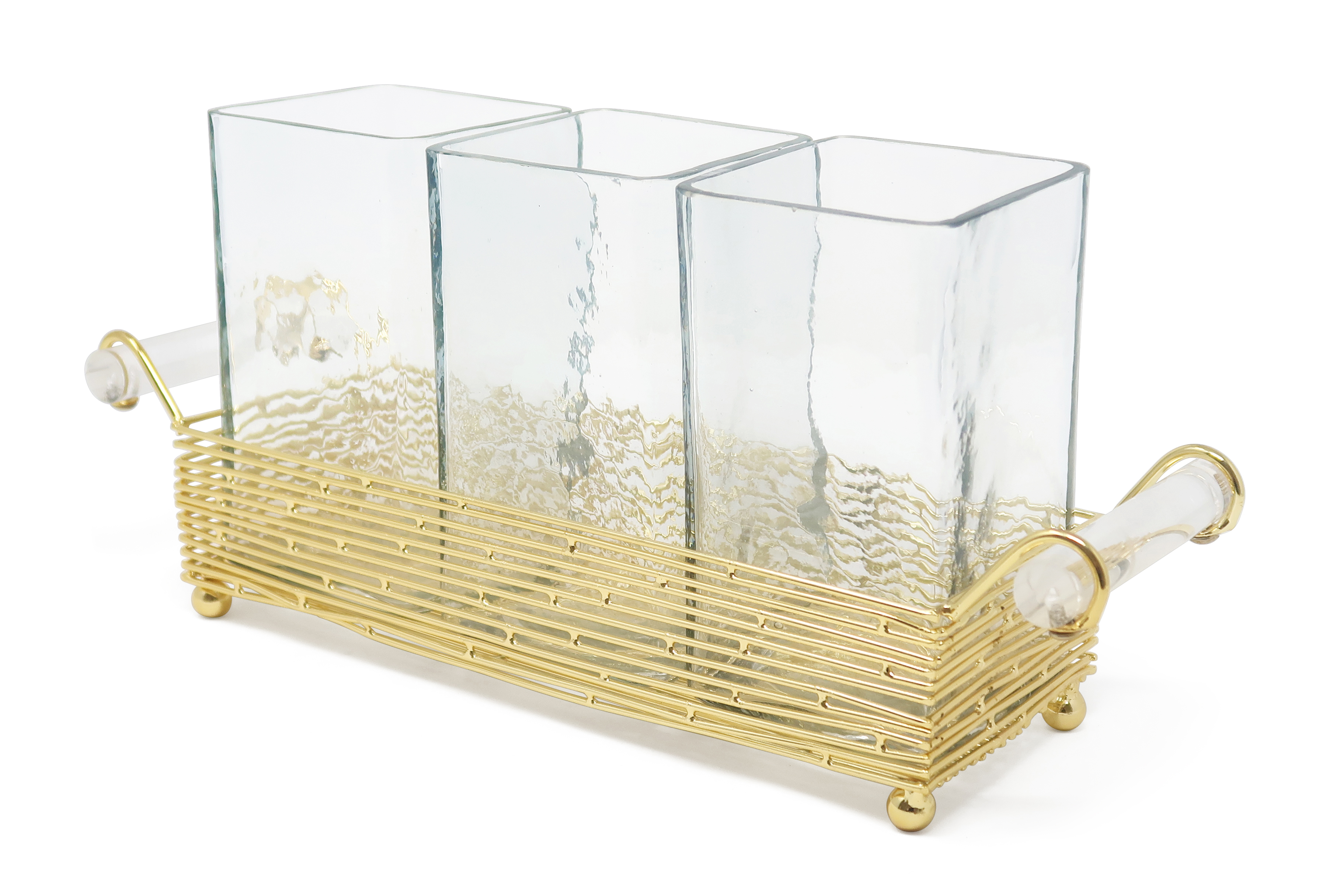 Cutlery Holder with Gold Stand and Cylinder Handle