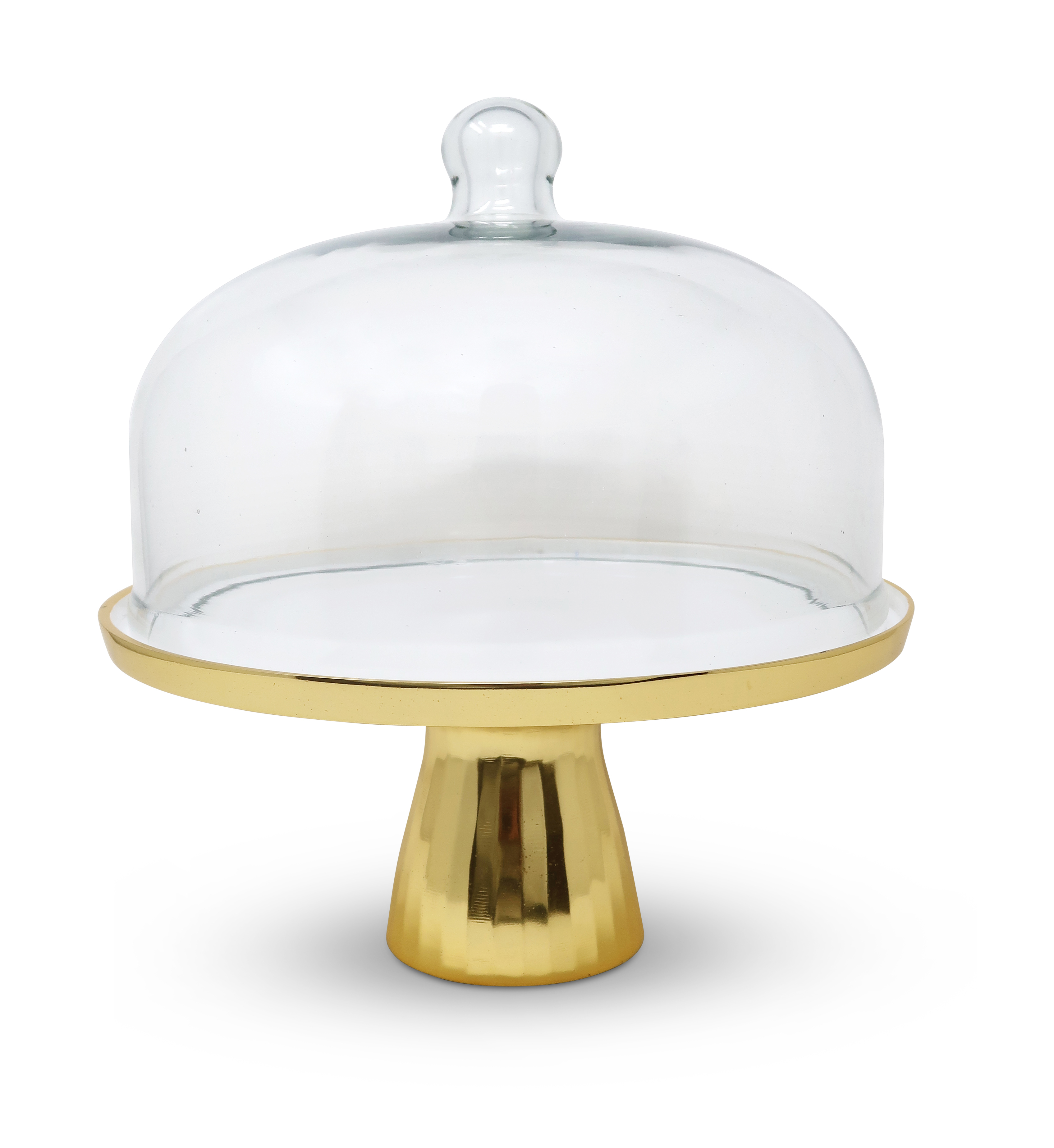 Gold/White Cake Stand with Glass Dome