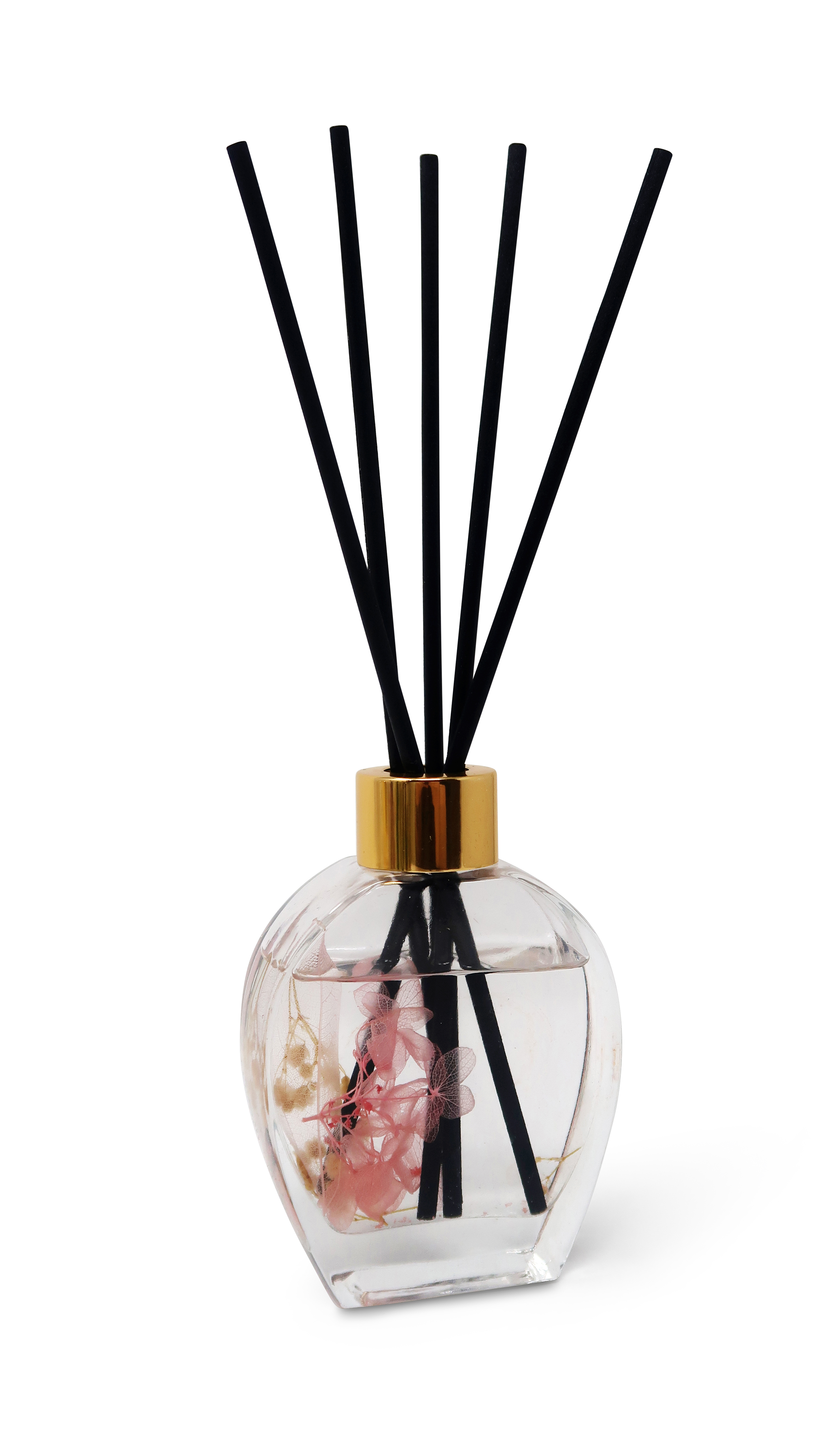 Clear Reed Diffuser with Pink Flower