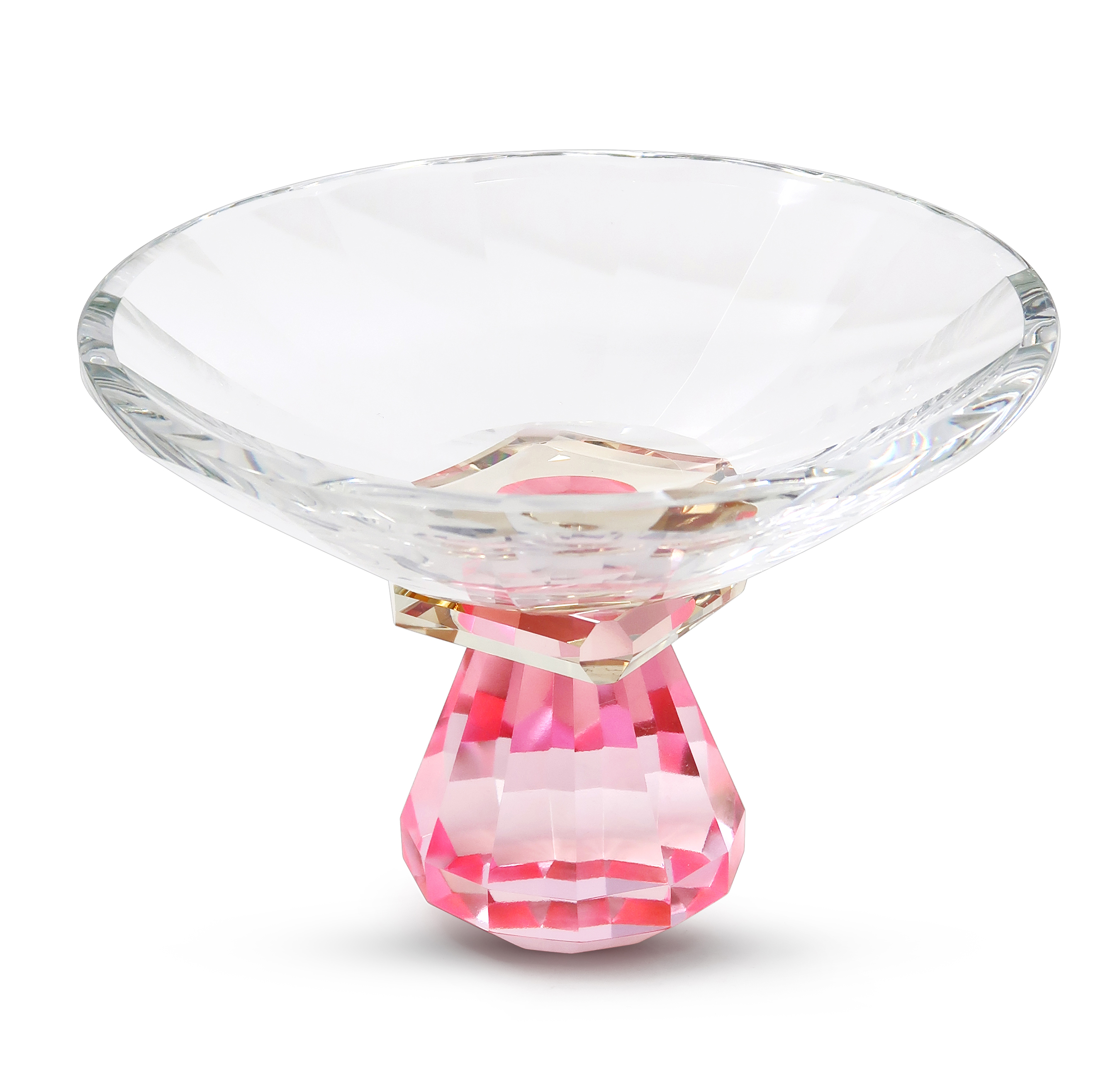 Crystal Candy Bowl with Pink/Orange Base