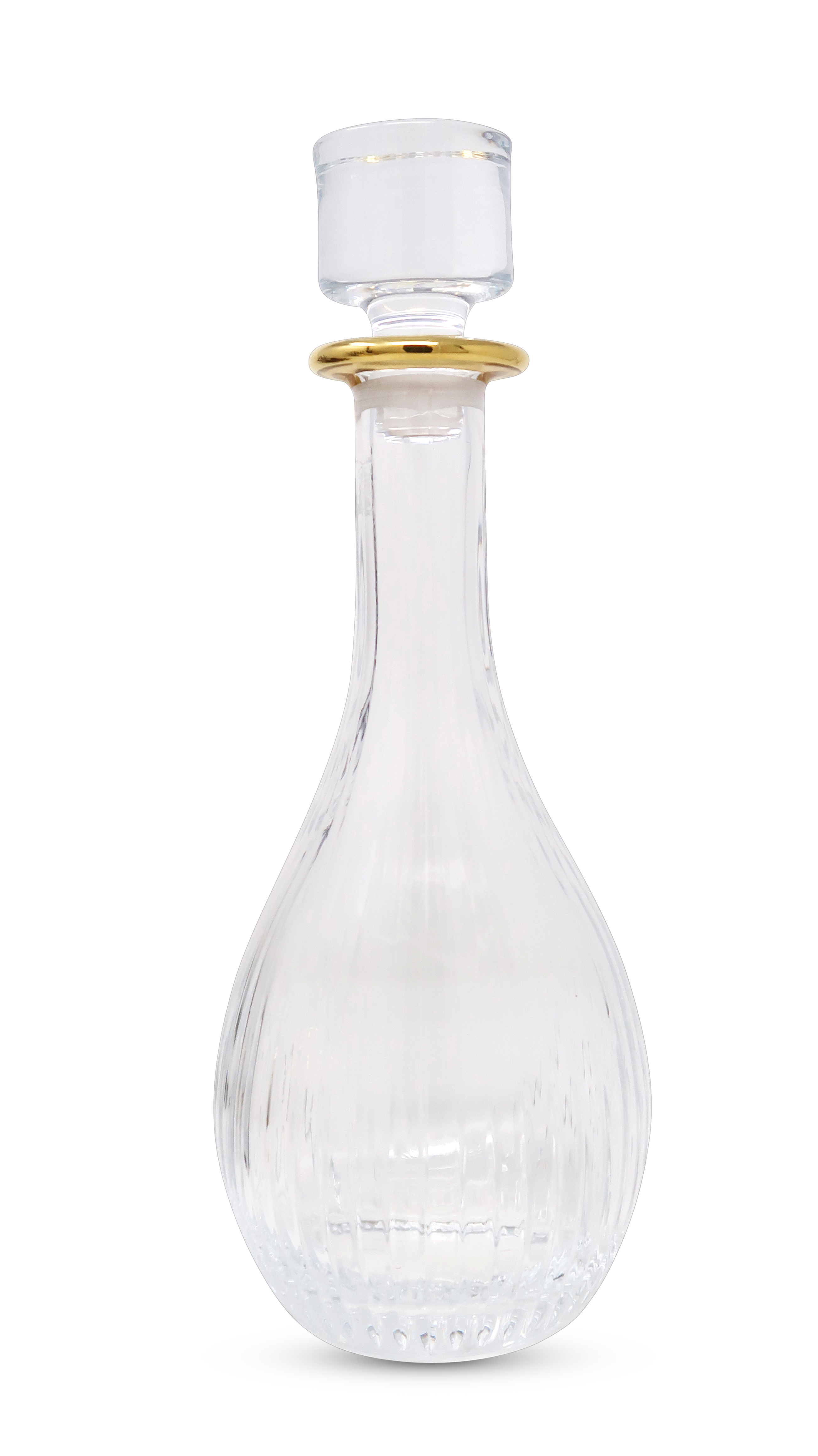 Decanter with Linear Design and Gold Rim