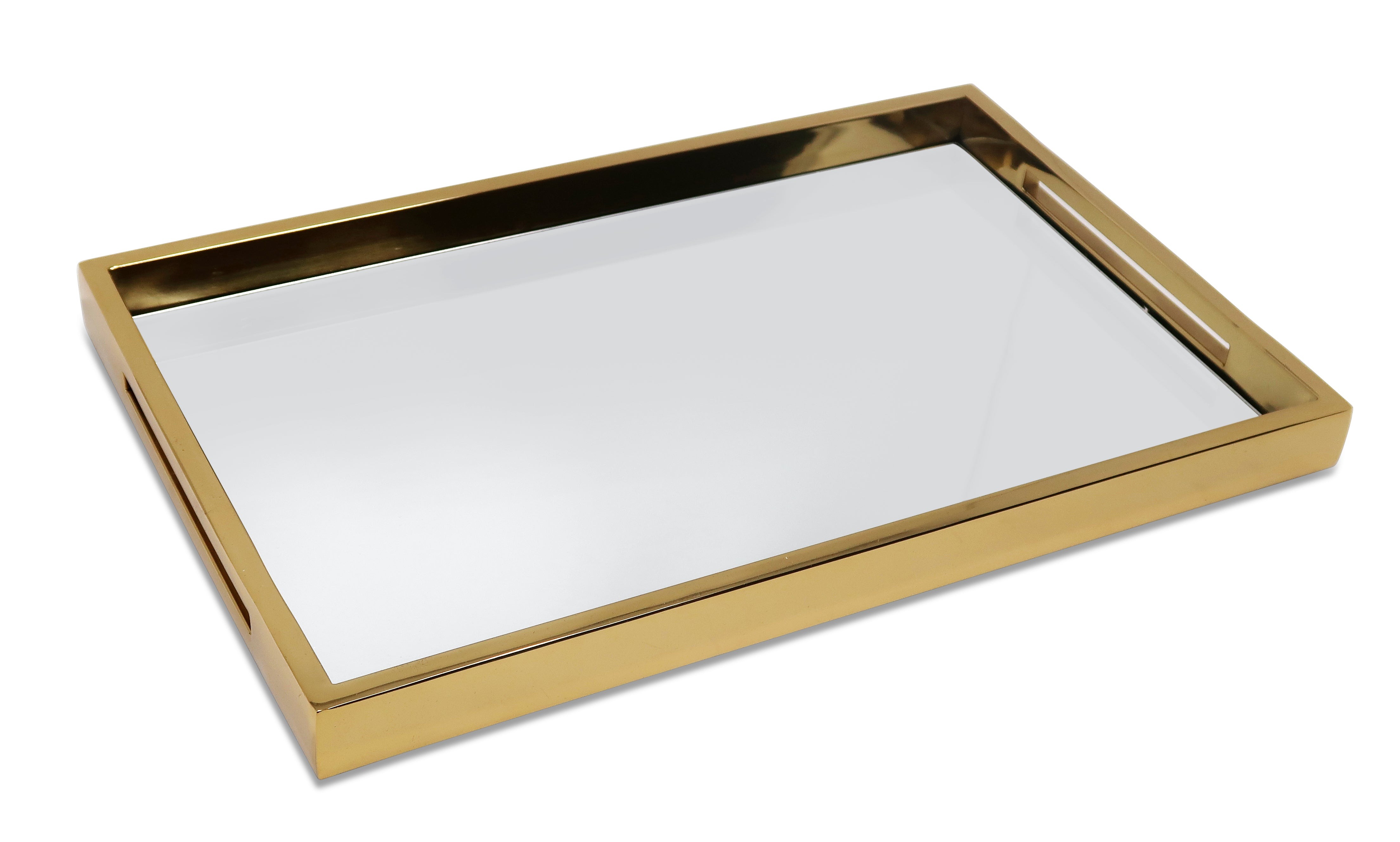 Rectangle Gold Mirror Tray - 12x7