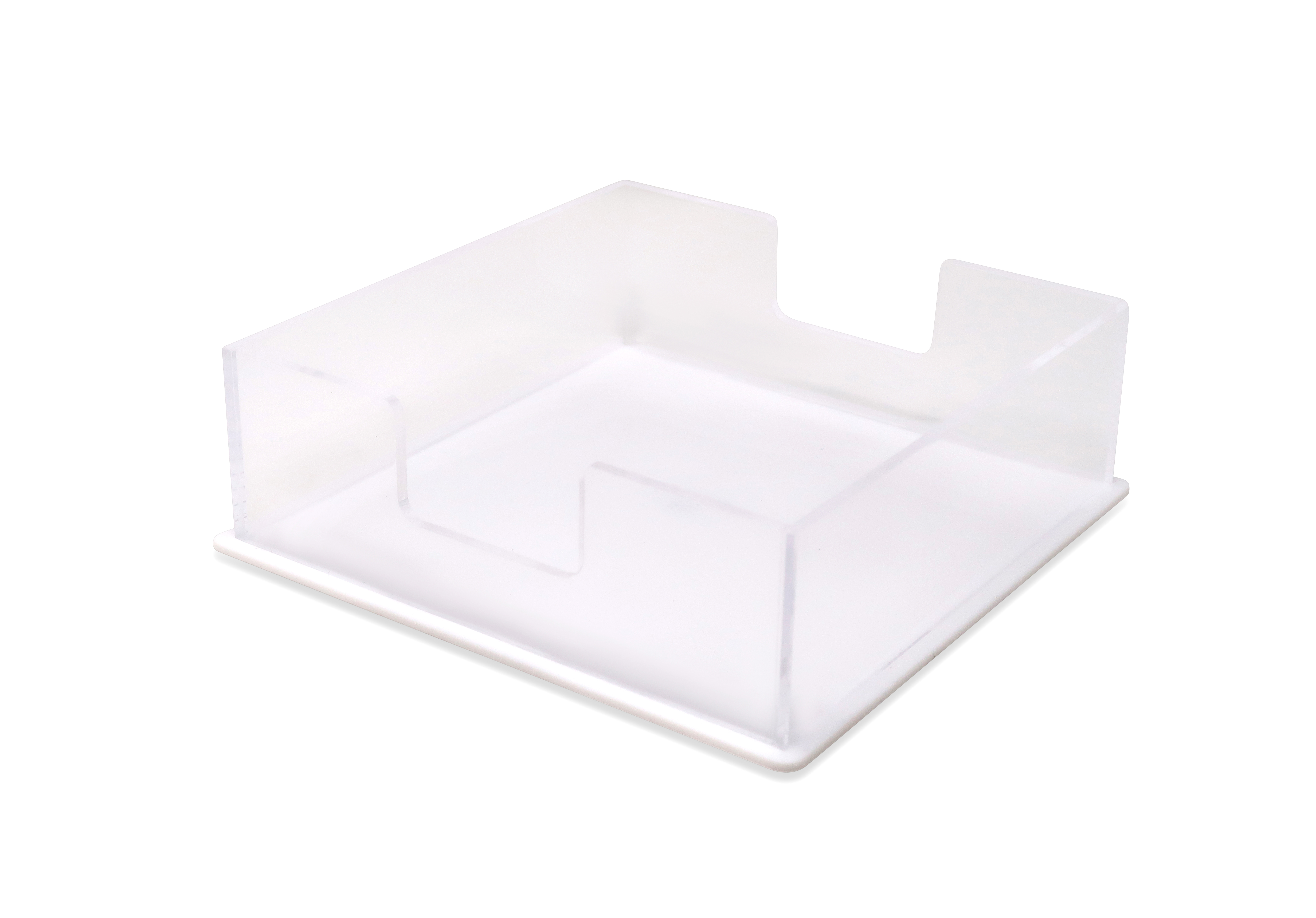 Acrylic Square Napkin Holder with White Base, 8"L