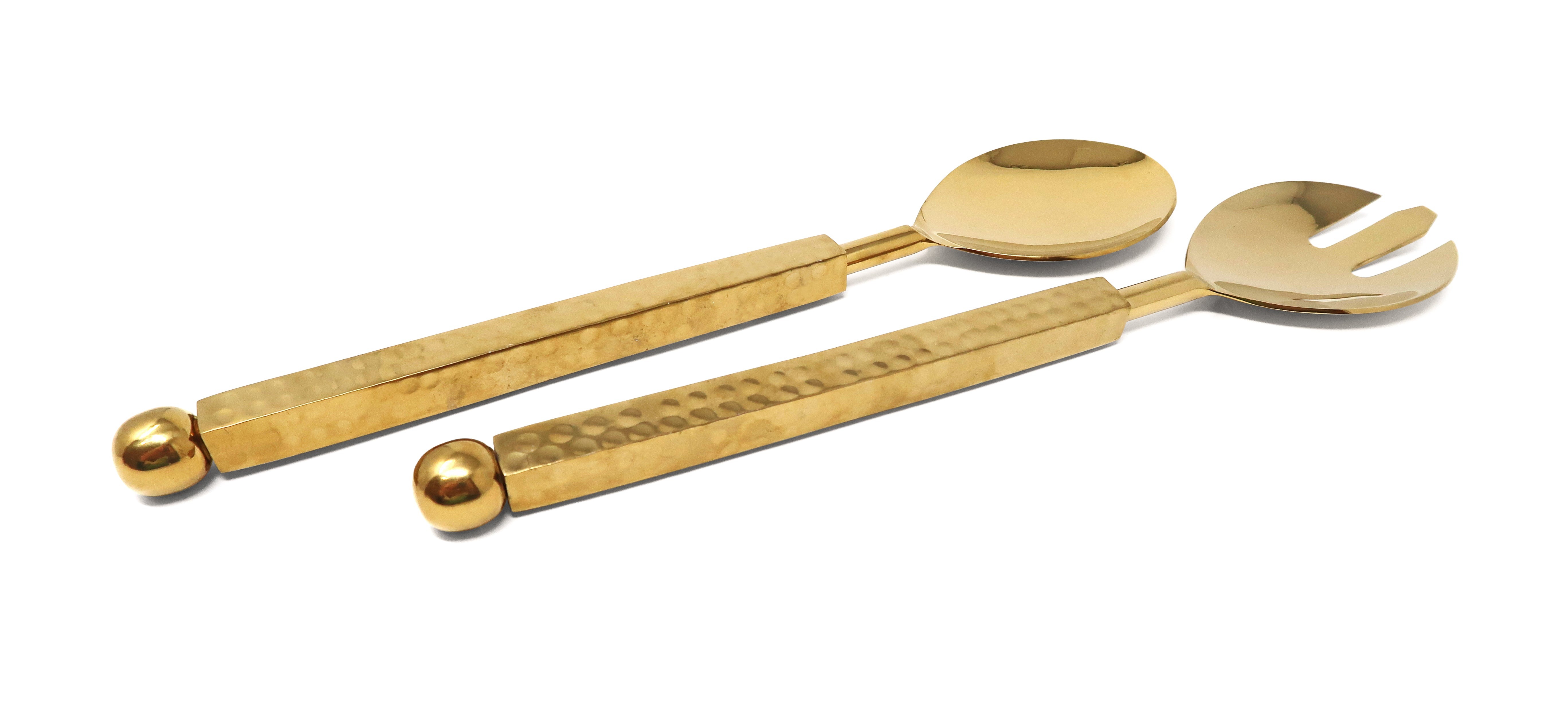 Stainless Steel Salad Servers with Gold Handles
