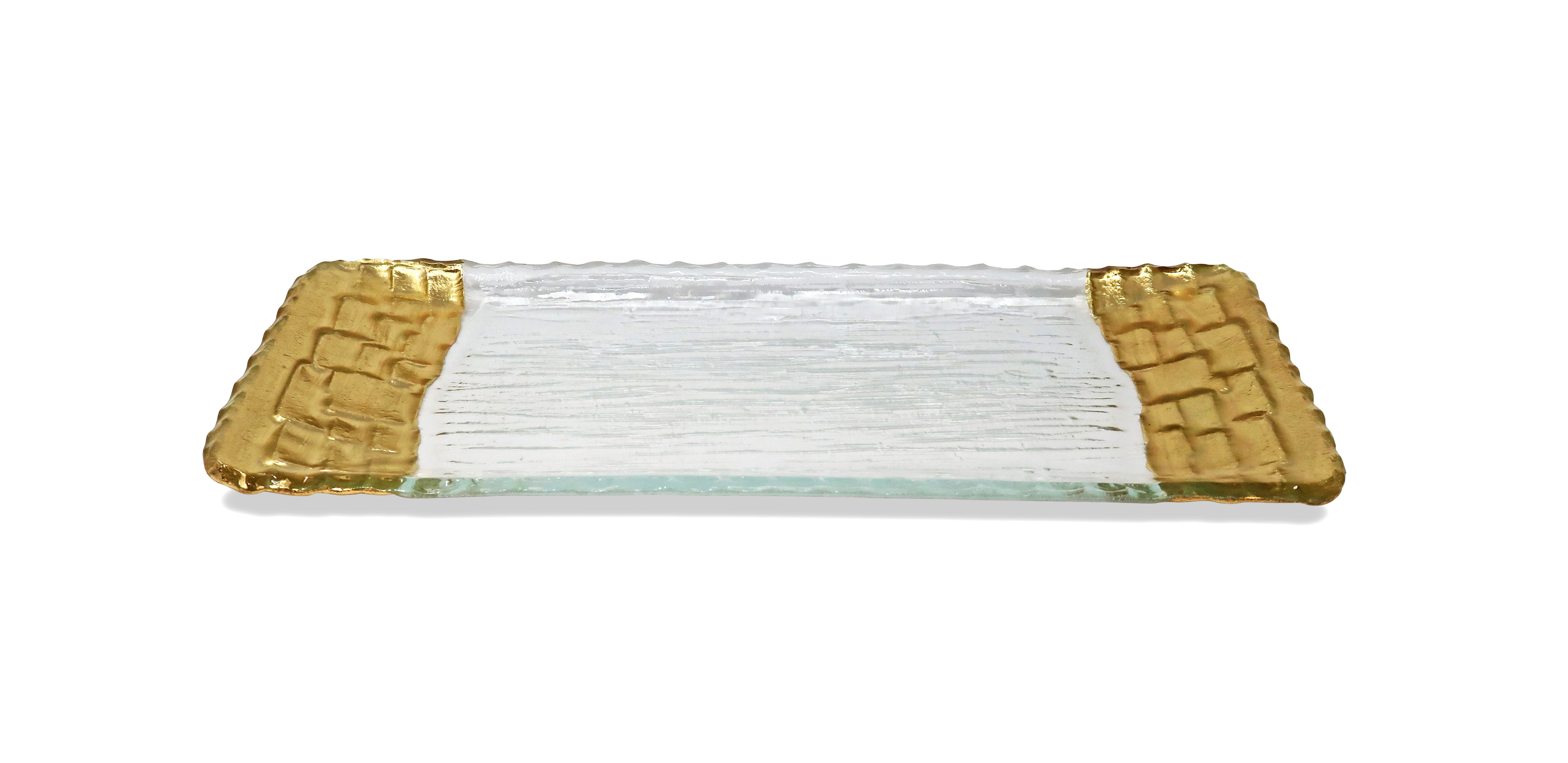 Glass Tray with Gold Foil Rim-13.25"