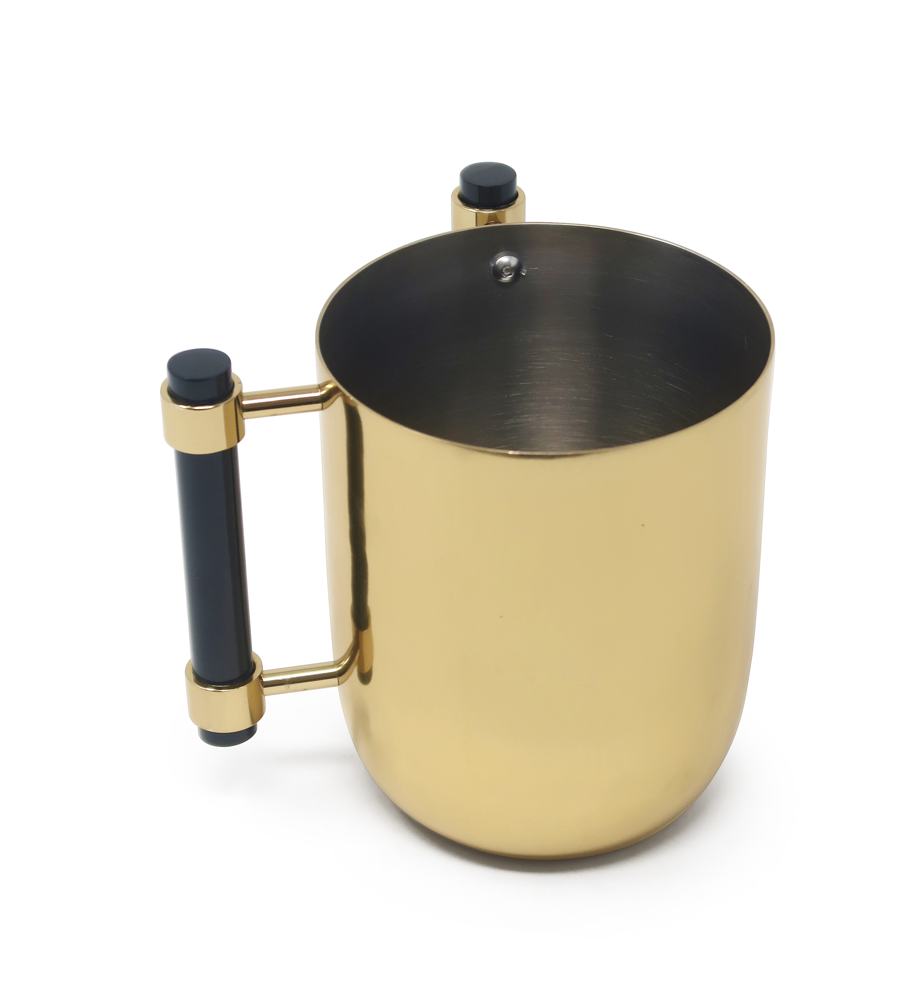 Metal Wash Cup Gold with Black Handles - 5.1"H