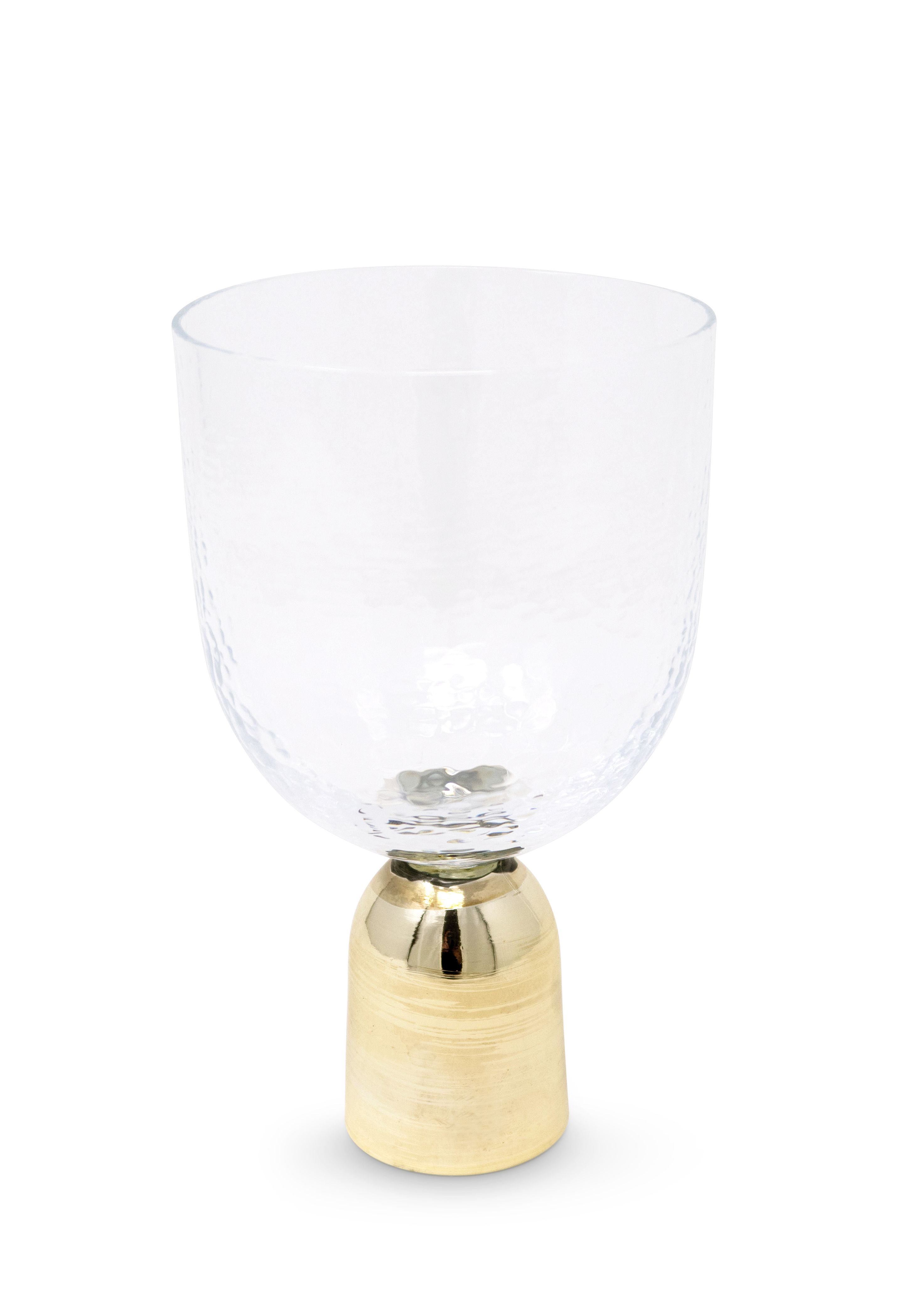 Set of 6 Hammered Water Glasses on Gold Pedestal