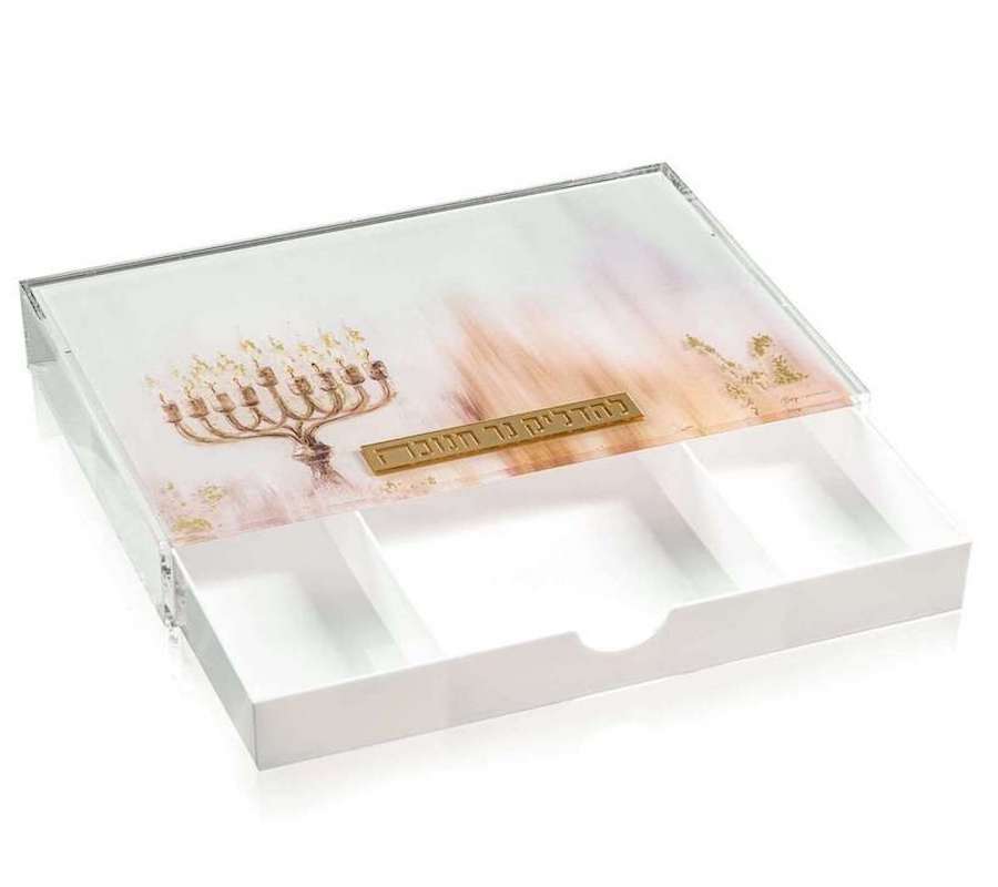 Waterdale Collection Painted by Batya 2.0 Menorah Tray with Drawer