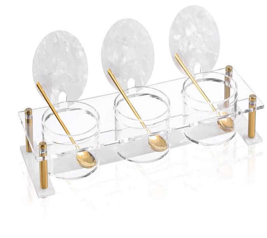 Waterdale Collection Suspended Pearlstone Dip Bowl Set