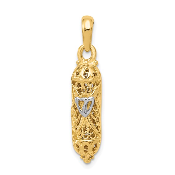 14K Two-Tone Gold Mezuzah Pendant