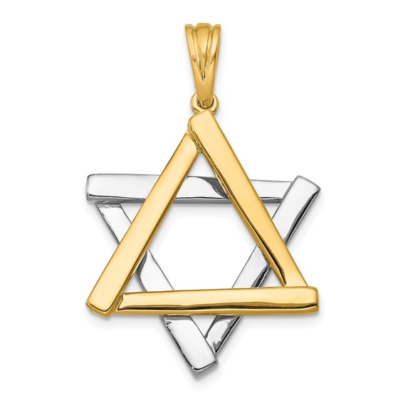 Deluxe 14K Two-Tone Gold Star Of David Pendant