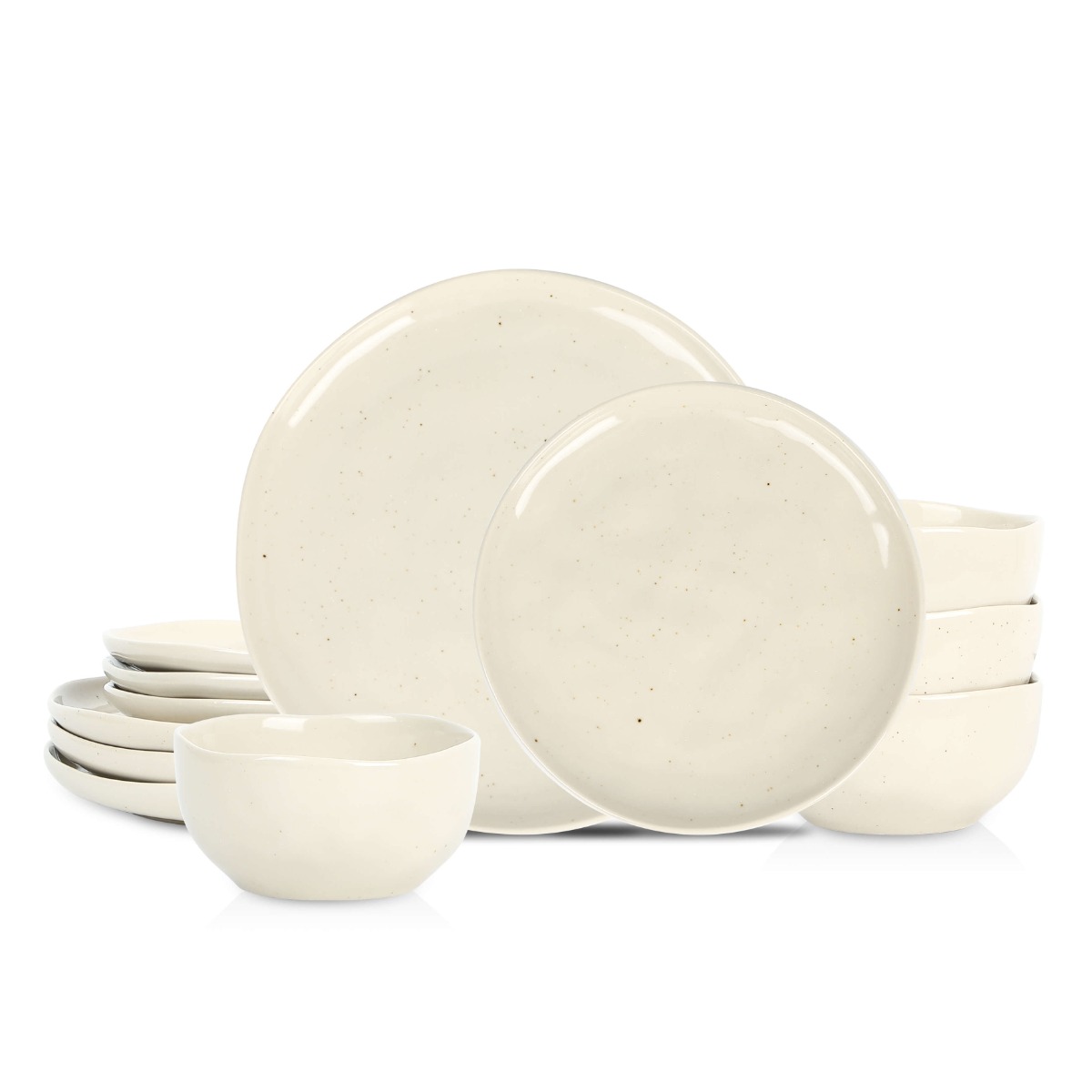 Stone Lain Mirella Stoneware 12-Piece Dinnerware Set, Beige