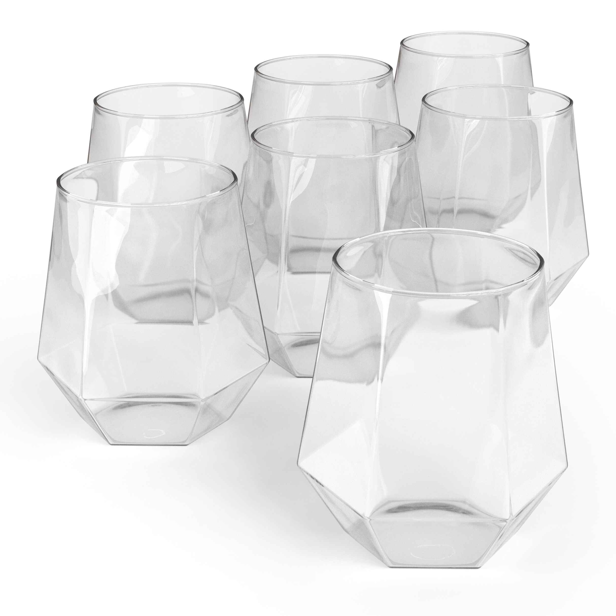 12 Oz. Clear Stemless Diamond Wine Tumblers | 24 Count