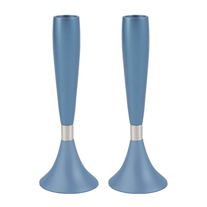 Blue Anodized Aluminum Candlesticks By Yair Emanuel