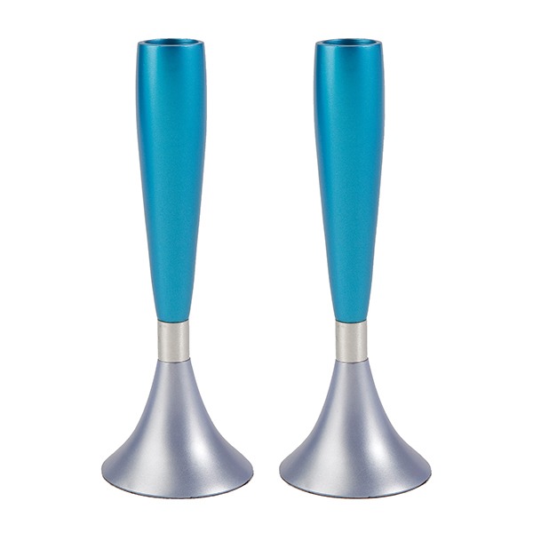 Turquoise Anodized Aluminum Candlesticks By Yair Emanuel