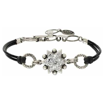 Crystal Star Of David Leather Bracelet
