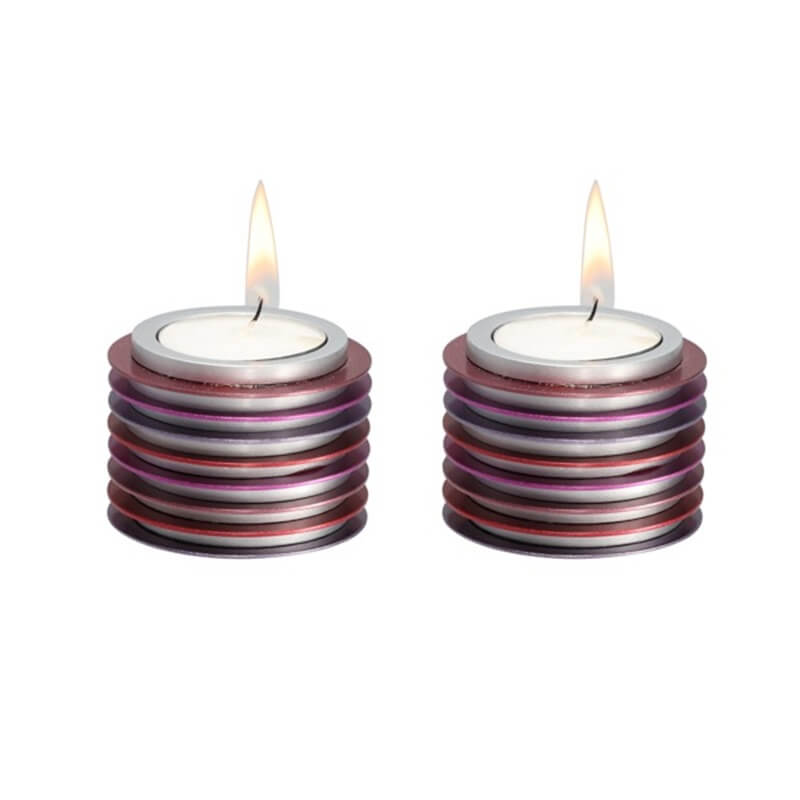 Discs Candle Holders - Maroon