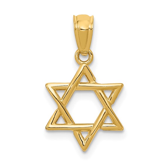 14K Polished Yellow Gold Star Of David Pendant