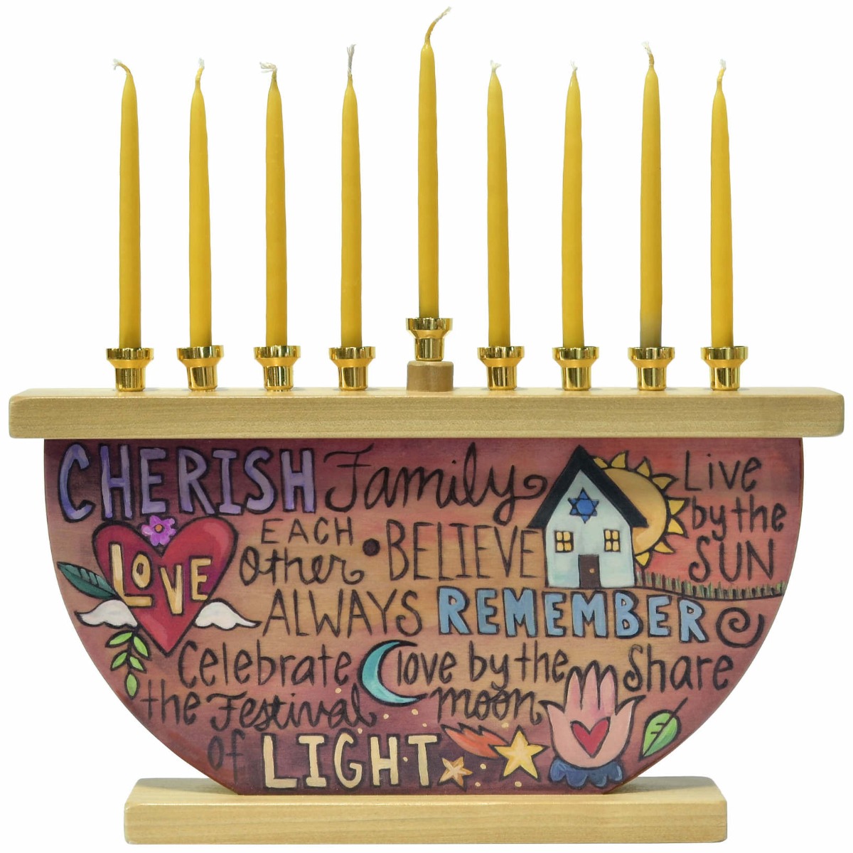 "Kindle the Light" Wooden Menorah by Sticks