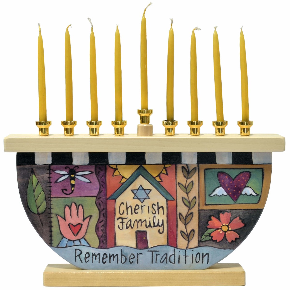 "Chag Sameach " Wooden Menorah by Sticks