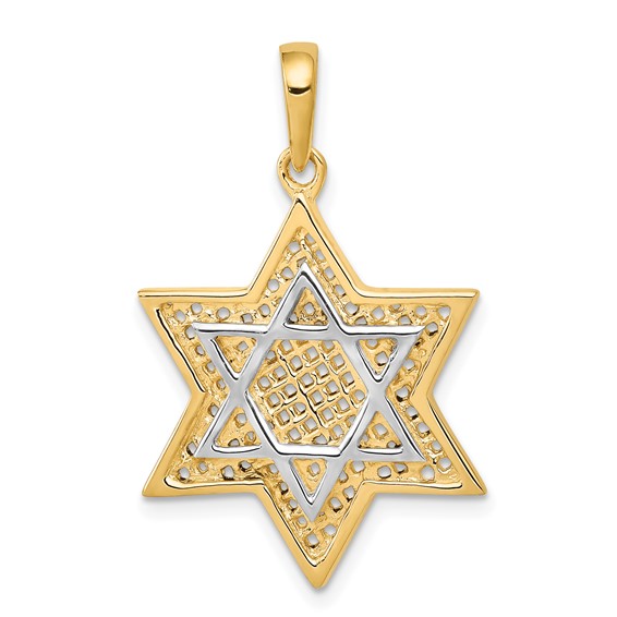 14K Two-Tone Gold Mesh Star Of David Pendant Ii