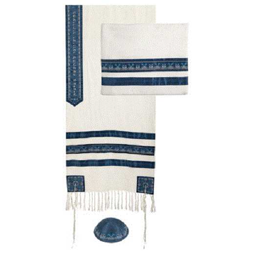 Date Palms Embroidered Tallit Set By Yair Emanuel