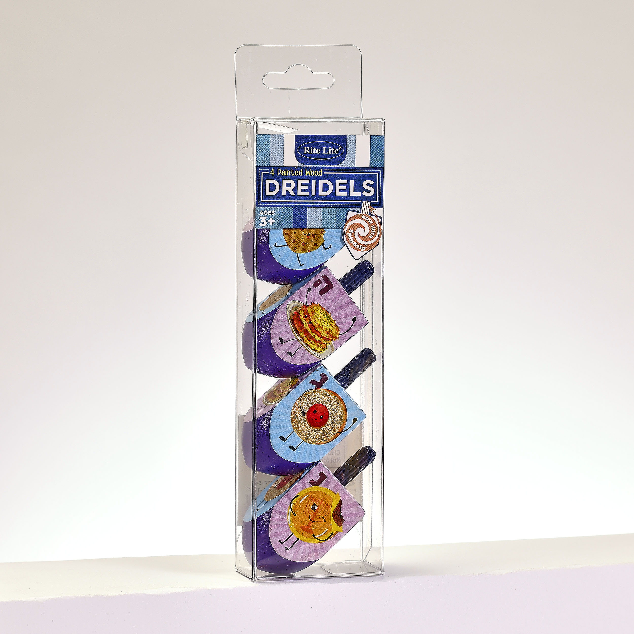 DREIDELS,"WHIMSICAL FOODS",HAND-PAINTED WOOD,LARGE,2.25",4/GIFTBX