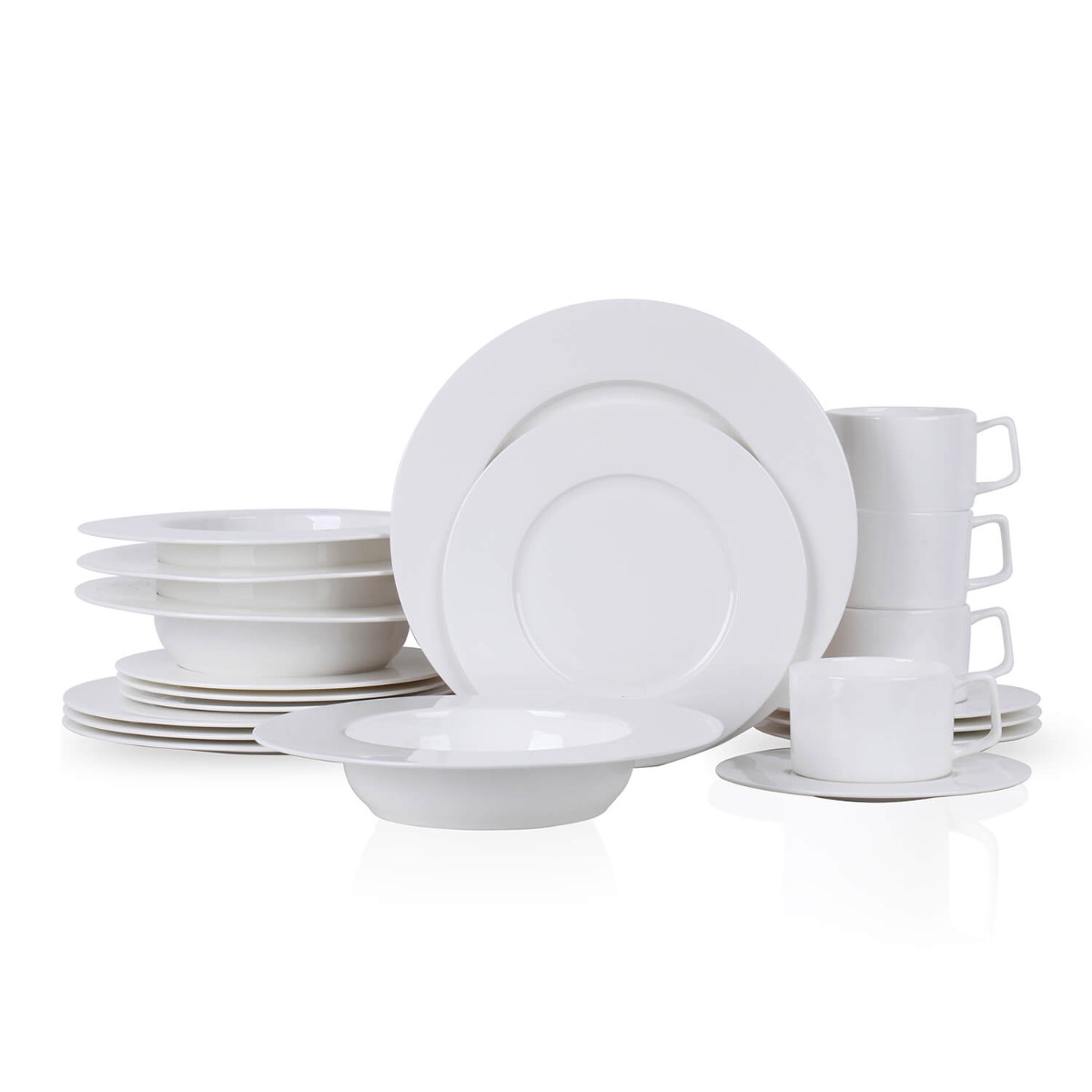 Stone Lain Sylvie 20-Piece Bone China Dinnerware Set, White