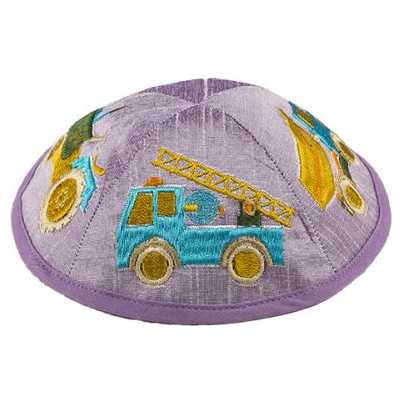 Embroidered Truck Kippah - Purple