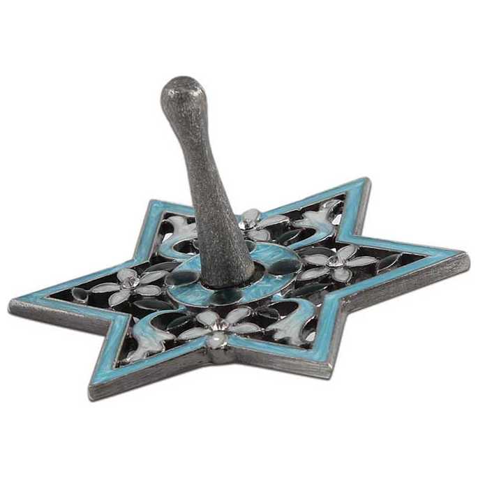 Floral Star Of David Dreidel - Blue -Perfect For Hanukkah