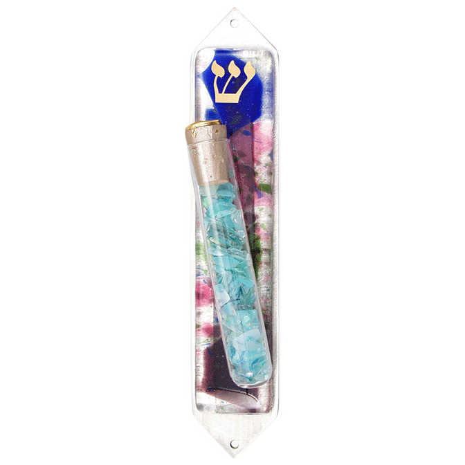Floral Wedding Glass Keepsake Mezuzah Case