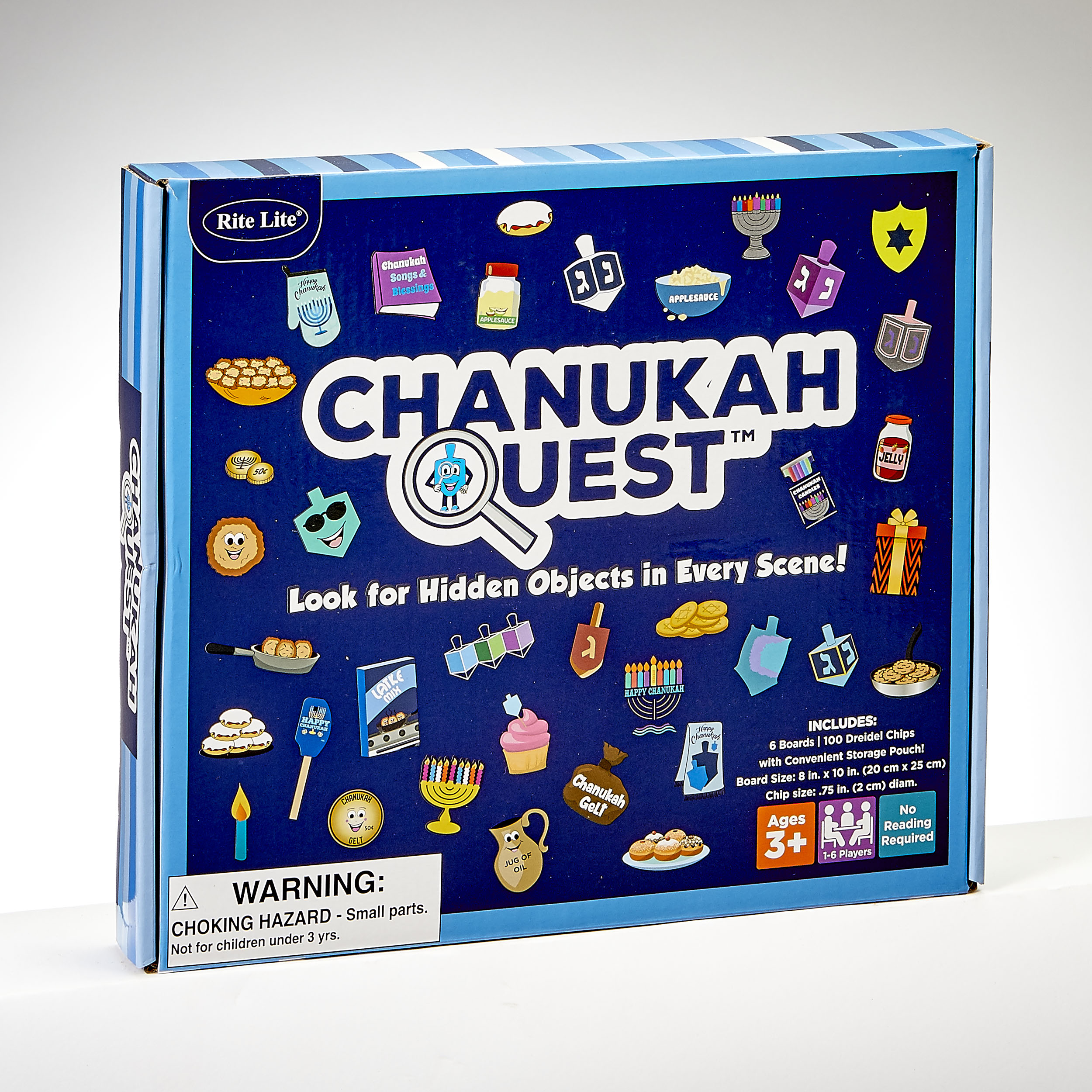 CHANUKAH QUEST™ GAME, 6 BOARDS 8" x 10",100 CHIPS, BAG, COLORBOX