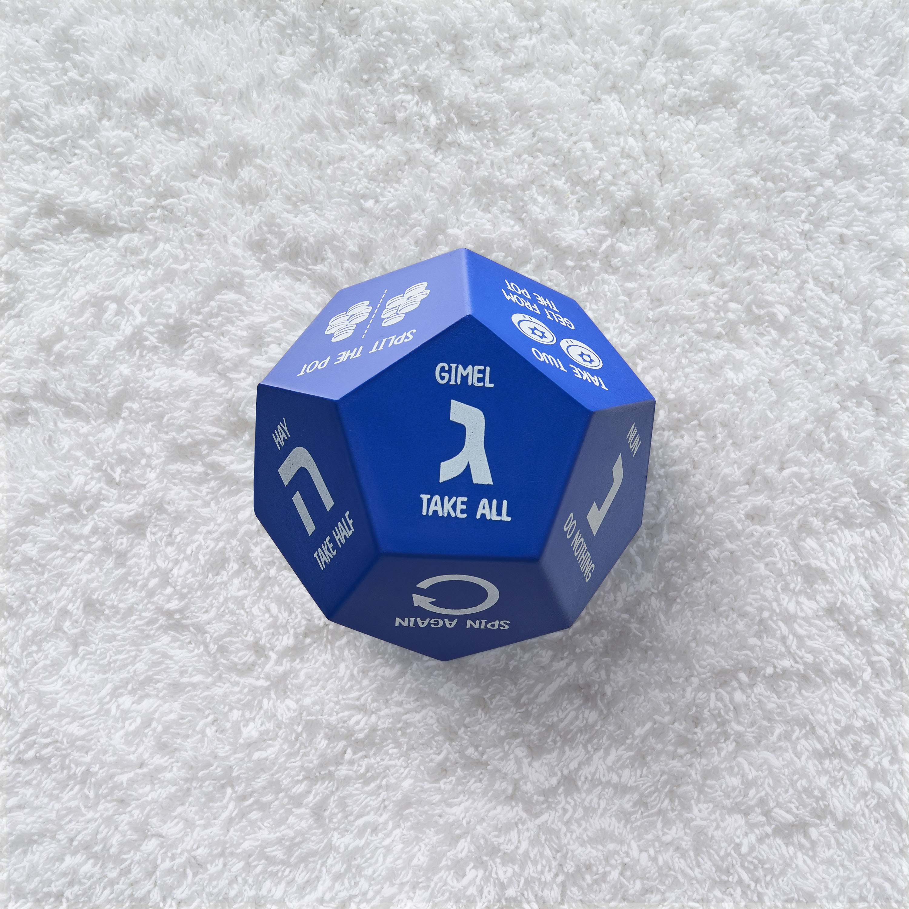 ROLL-A-DREIDEL™, 12 SIDED DIE, BLUE,FOAM,4.5"x4.5",LABEL