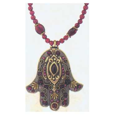 Garnet Hamsa With Garnet Chain