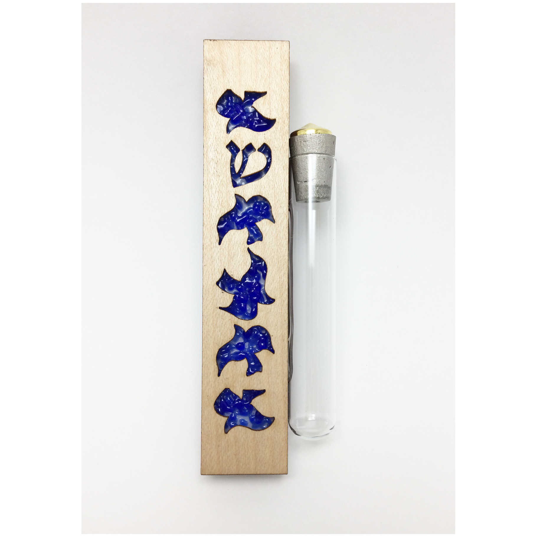 Glass & Maple Wood Dove Keepsake Mezuzah Case By Beames Designs