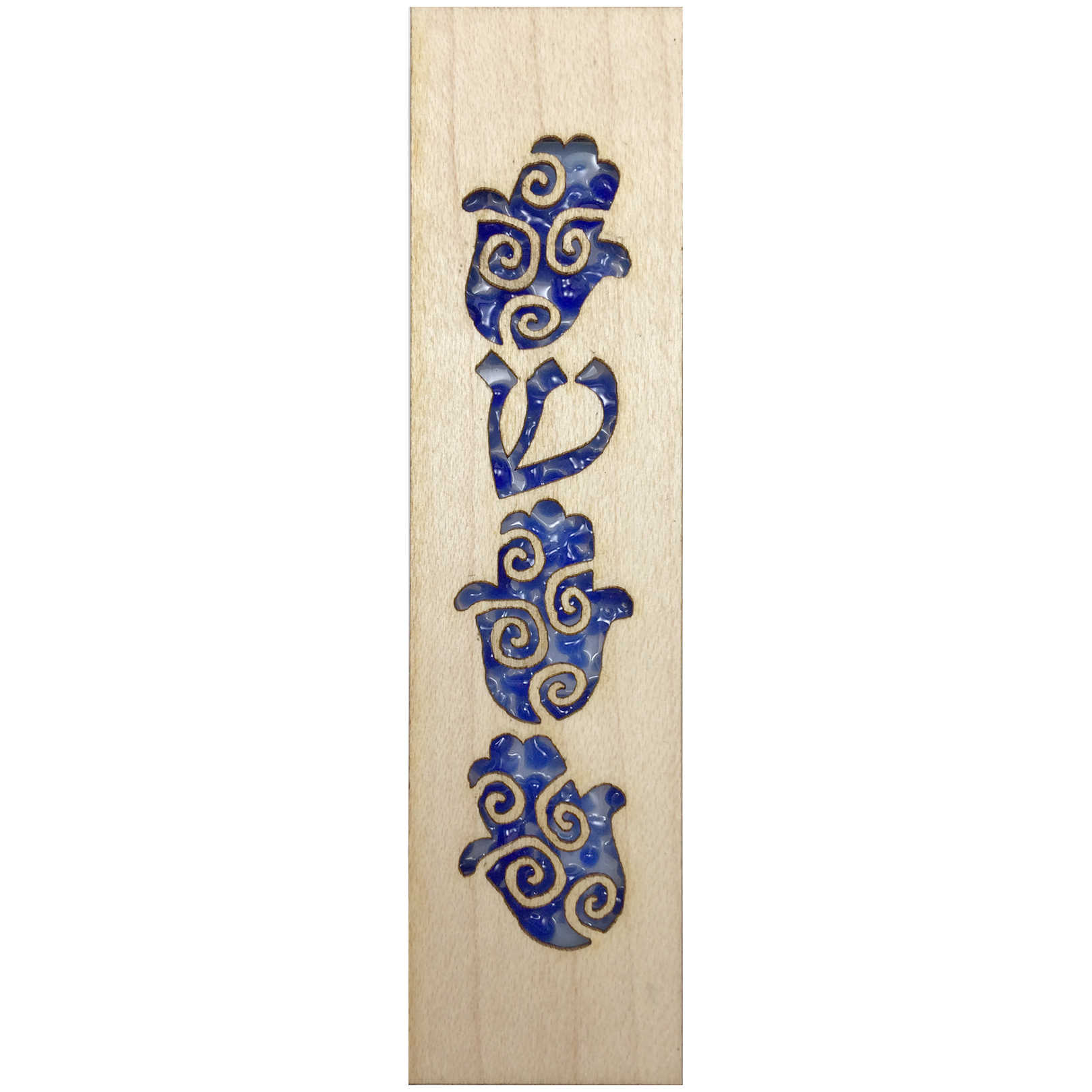 Glass & Maple Wood Hamsa Mezuzah Case By Beames Designs