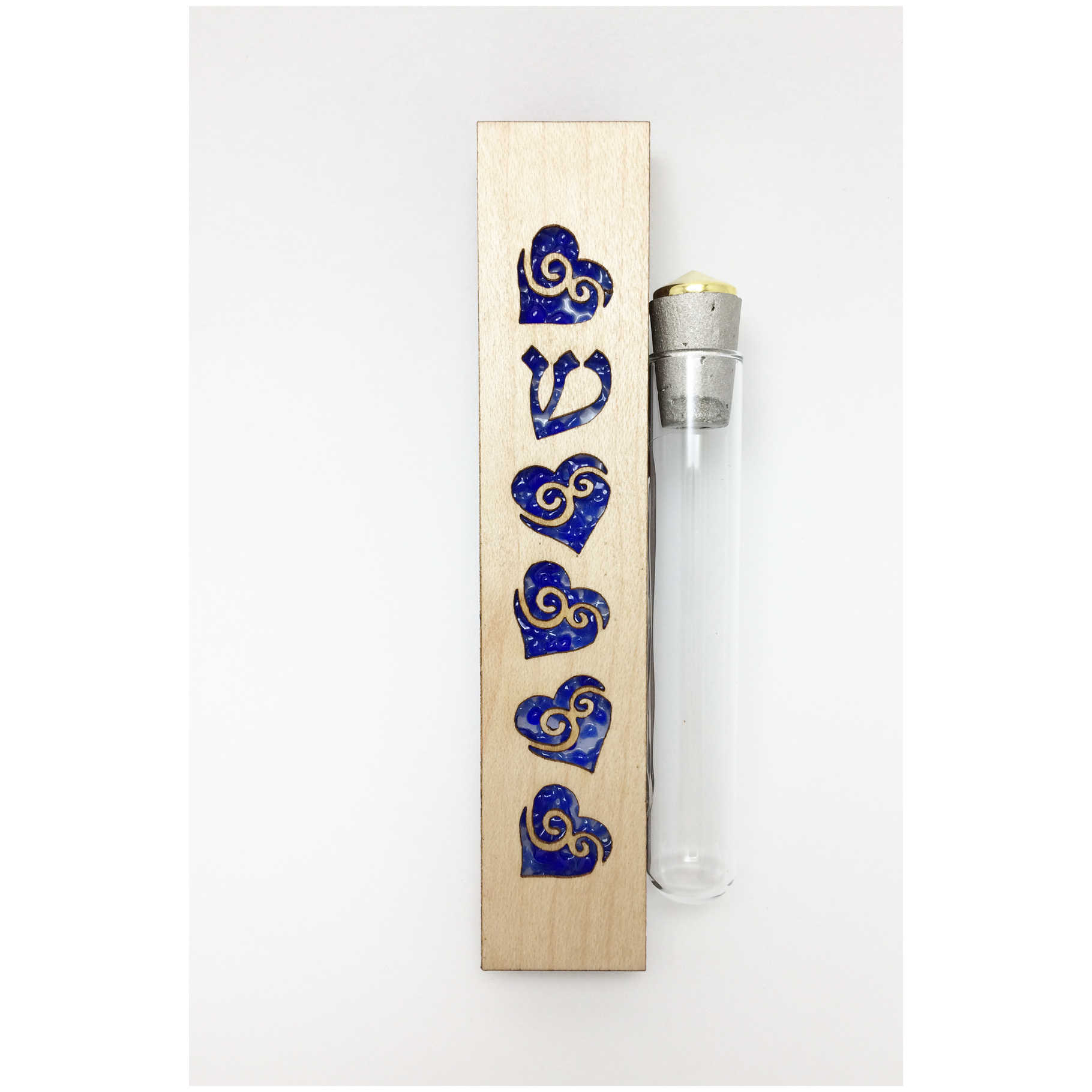 Glass & Maple Wood Heart Keepsake Mezuzah Case By Beames Designs