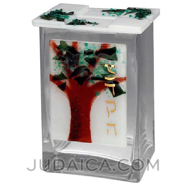 Glass Tree Of Life Tzedakah Box