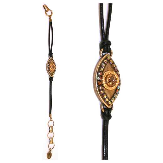 Gold Evil Eye Bracelet With Iridescent Crystals