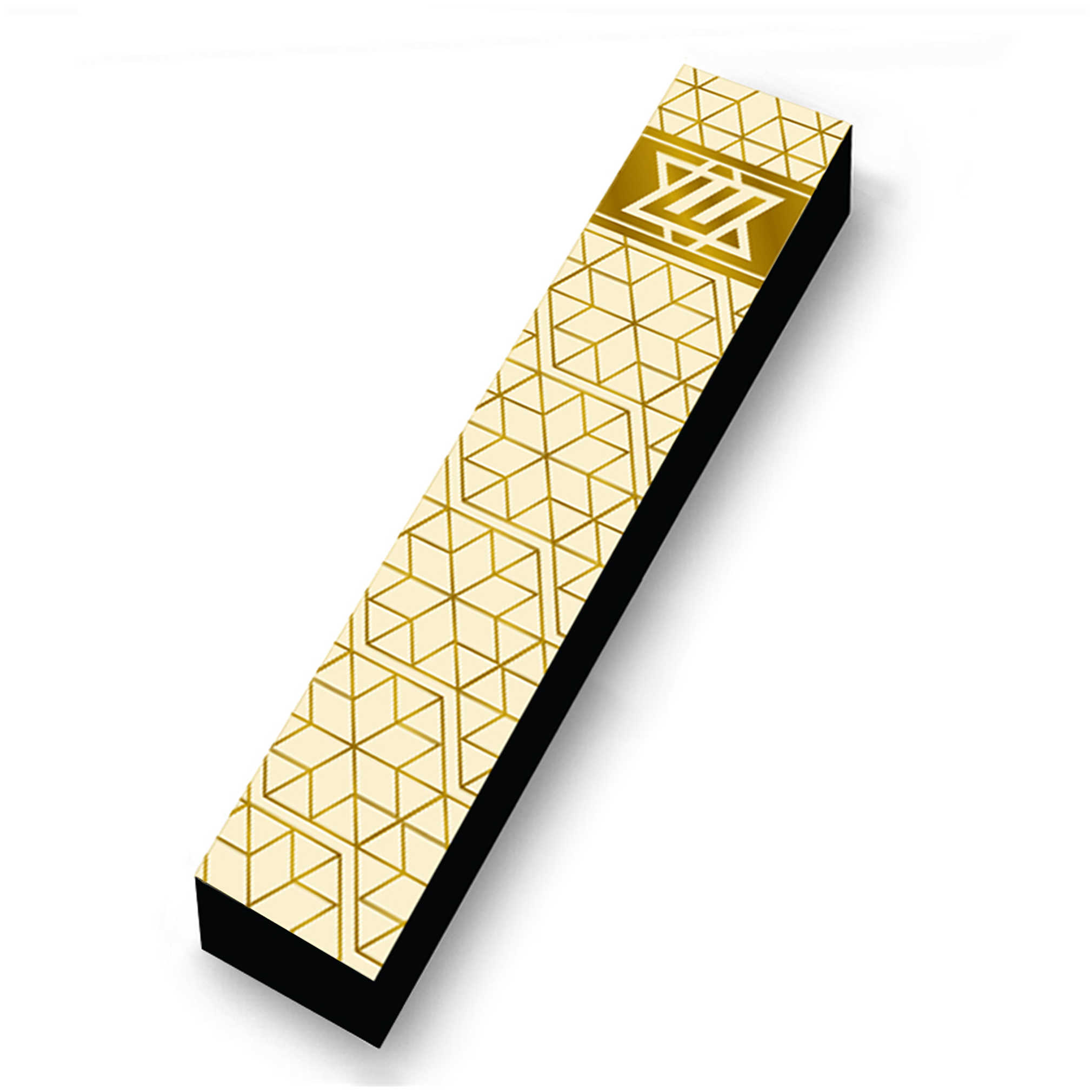 Gold Geometric Wood Mezuzah Case