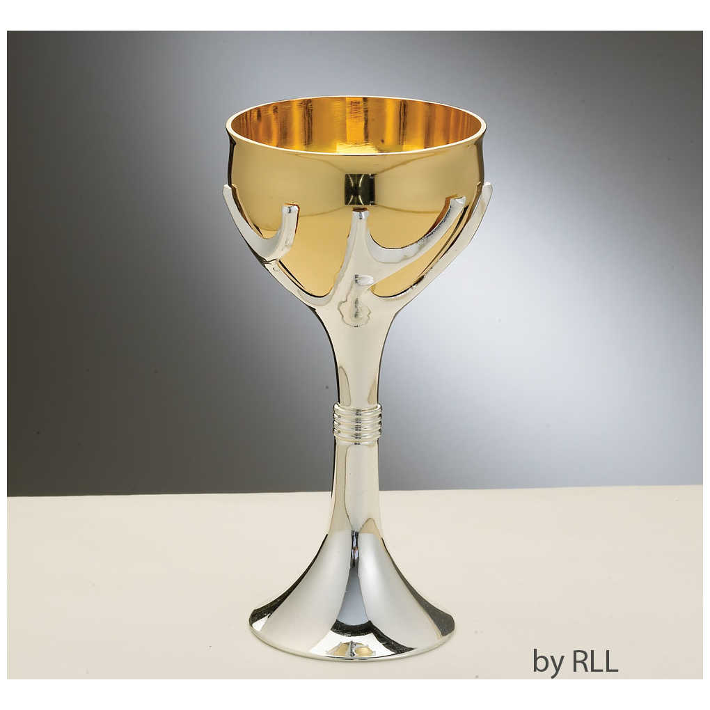 Gold & Silver Tree Of Life Stemmed Kiddush Cup -Perfect For Shabbat