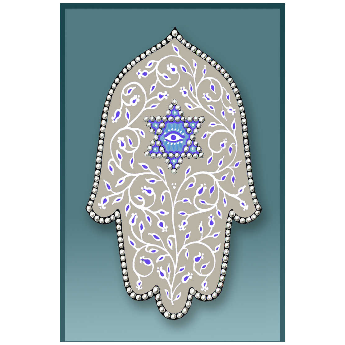 Gray Hamsa Car Mezuzah Case By Mickie Caspi