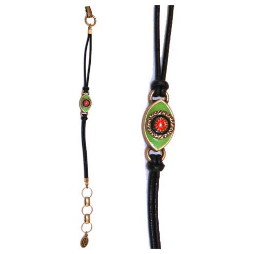 Green Evil Eye Bracelet With Red Crystal