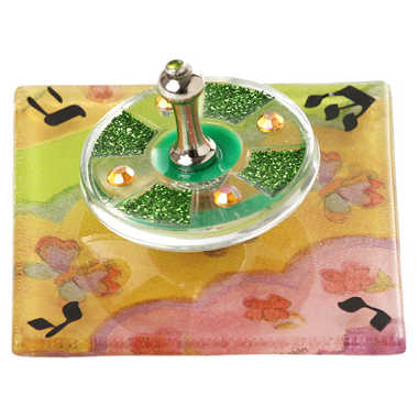 Green Glass Dreidel -Perfect For Hanukkah