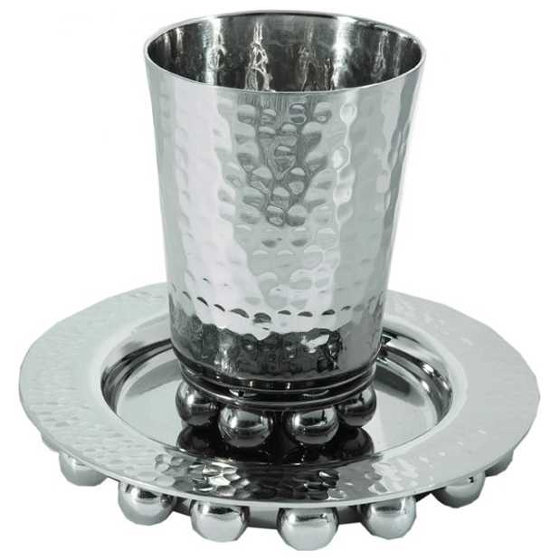 Hammered Beaded Kiddush Cup