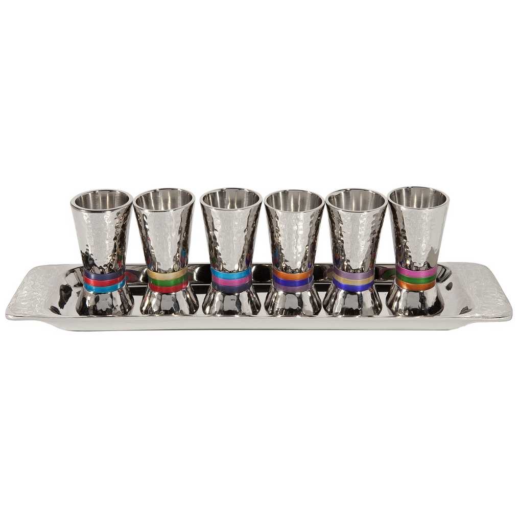 Hammered Kiddush Serving Set With Tray