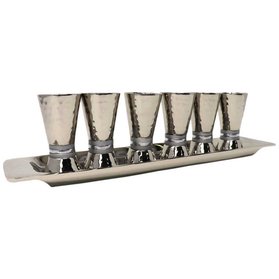 Hammered Liquor Cups With Tray