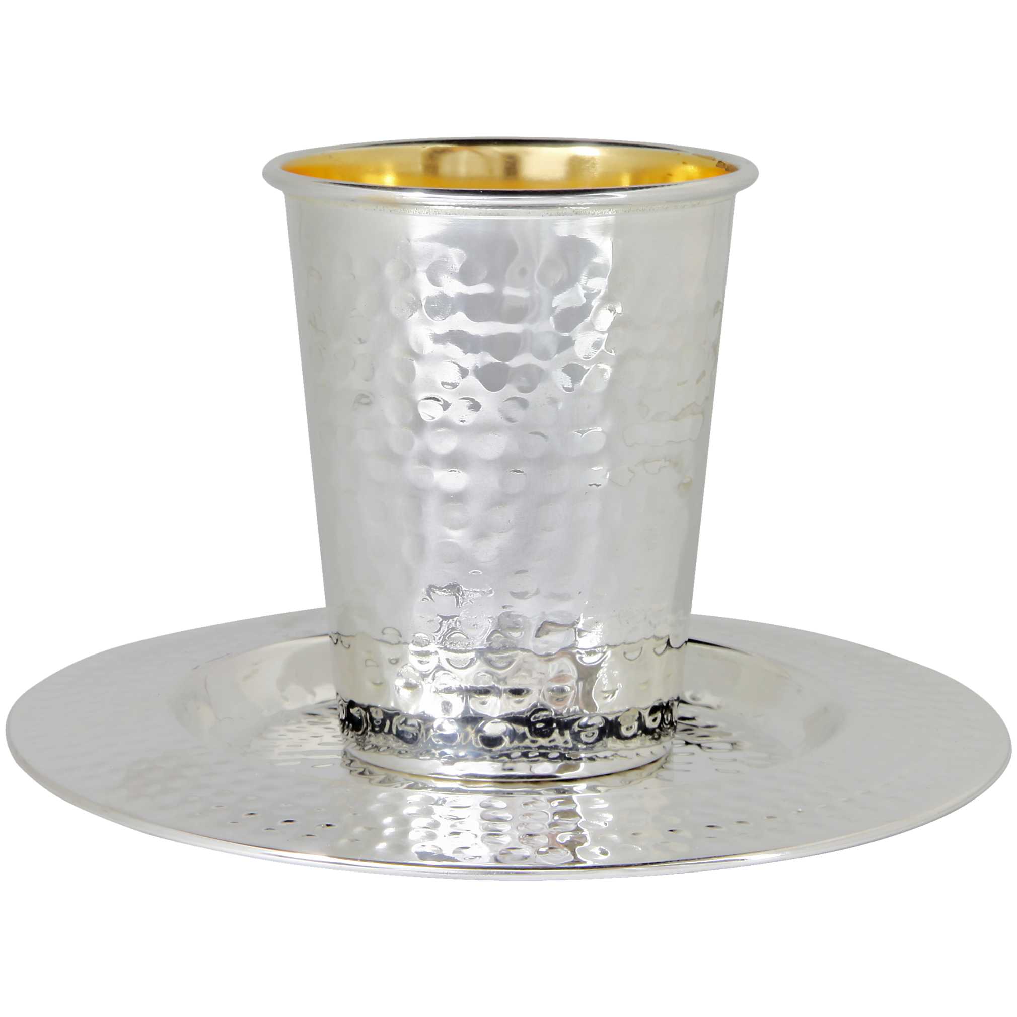 Hammered Silver Kiddush Cup Set