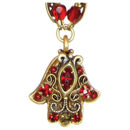 Hamsa Ruby  Double Chain Necklace